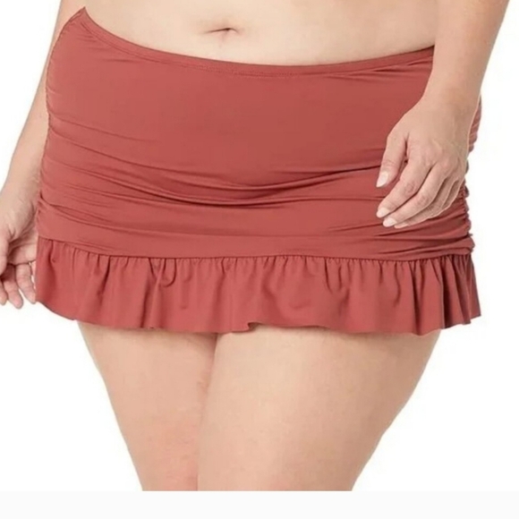 La Blanca Ruffle Swim Skirt Womens Plus Size in Cinnamon NEW - Picture 1 of 7